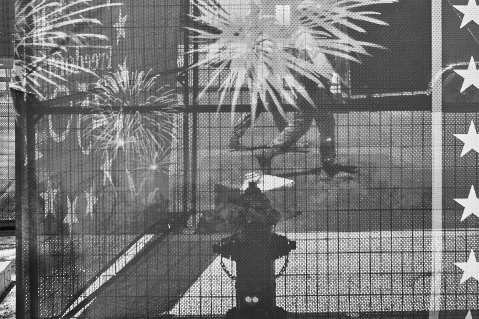 National Guard patrol behind a barricade
